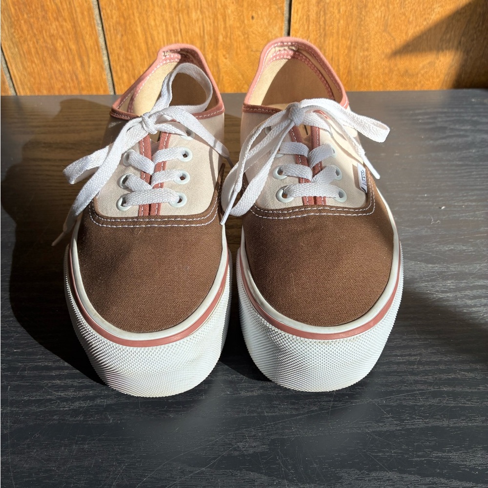 Brown Canvas Vans authentics stack form with Pink… - image 1